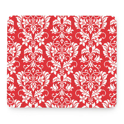 Red And White Damask Pattern Print Mouse Pad