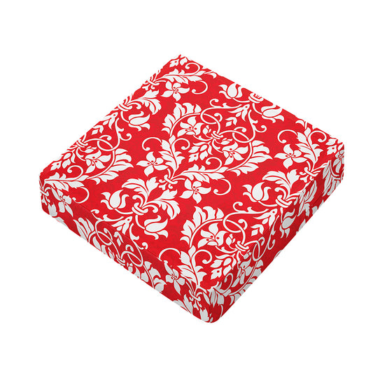 Red And White Damask Pattern Print Outdoor Seat Cushion Cover