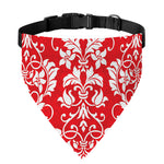 Red And White Damask Pattern Print Over The Collar Dog Bandana