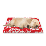 Red And White Damask Pattern Print Pet Cooling Mat Cover