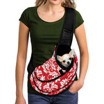 Red And White Damask Pattern Print Pet Sling Carrier