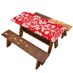 Red And White Damask Pattern Print Picnic Table Cover