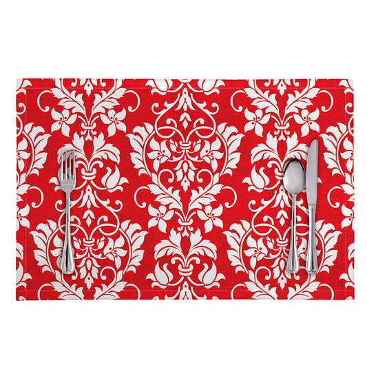 Red And White Damask Pattern Print Placemat