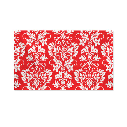 Red And White Damask Pattern Print Polyester Flag