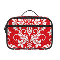 Red And White Damask Pattern Print Portable Lunch Bag