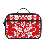 Red And White Damask Pattern Print Portable Lunch Bag