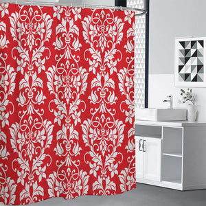 Red And White Damask Pattern Print Premium Shower Curtain