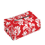 Red And White Damask Pattern Print Rectangle Tissue Box Cover