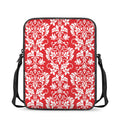 Red And White Damask Pattern Print Rectangular Crossbody Bag