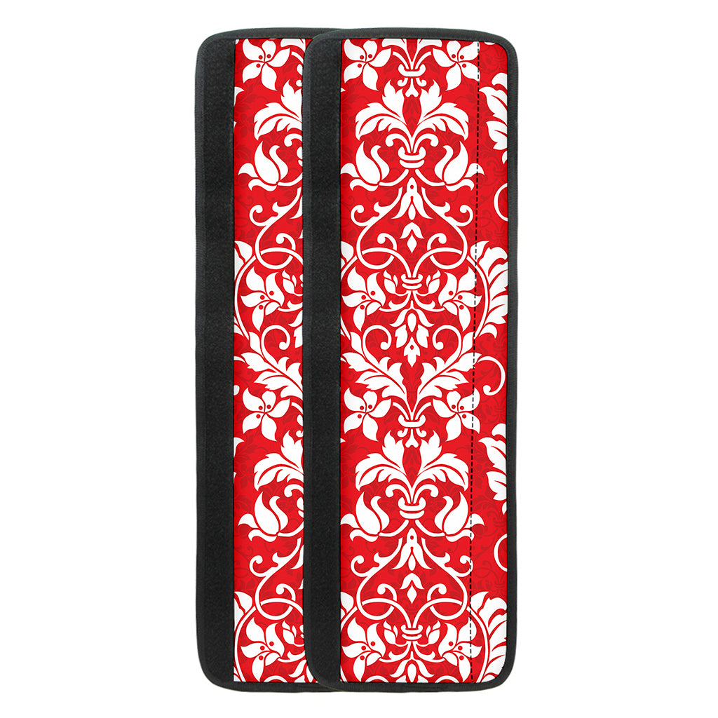 Red And White Damask Pattern Print Refrigerator Handle Covers