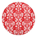 Red And White Damask Pattern Print Round Blanket