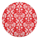 Red And White Damask Pattern Print Round Blanket