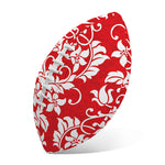 Red And White Damask Pattern Print Rugby Ball