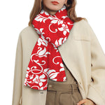 Red And White Damask Pattern Print Scarf