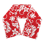 Red And White Damask Pattern Print Scarf