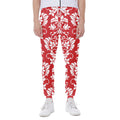 Red And White Damask Pattern Print Joggers