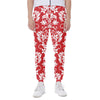 Red And White Damask Pattern Print Scuba Joggers