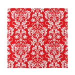 Red And White Damask Pattern Print Silk Bandana