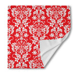Red And White Damask Pattern Print Silk Bandana
