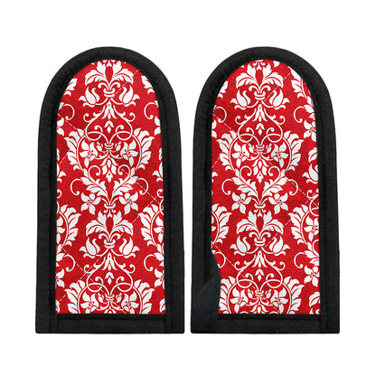 Red And White Damask Pattern Print Skillet Handle Cover