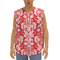 Red And White Damask Pattern Print Sleeveless Baseball Jersey