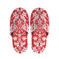 Red And White Damask Pattern Print Slippers