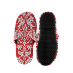 Red And White Damask Pattern Print Slippers