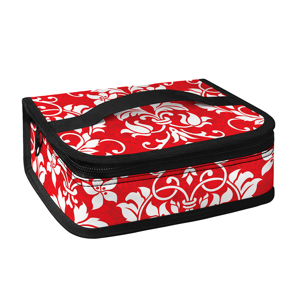 Red And White Damask Pattern Print Small Lunch Bag