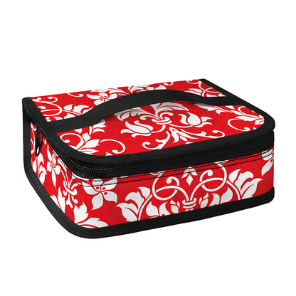 Red And White Damask Pattern Print Small Lunch Bag