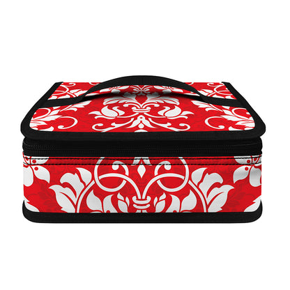 Red And White Damask Pattern Print Small Lunch Bag