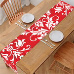 Red And White Damask Pattern Print Table Runner