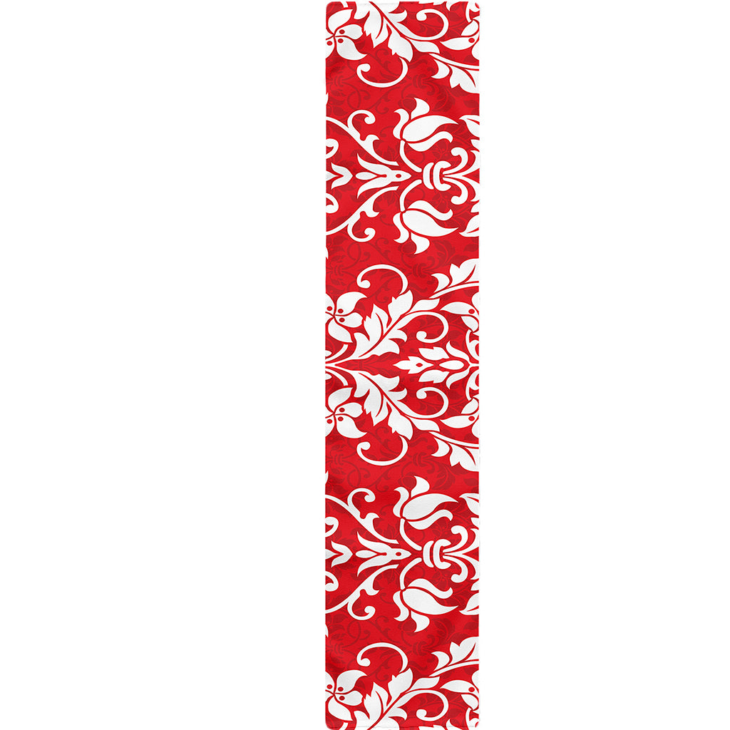 Red And White Damask Pattern Print Table Runner