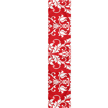 Red And White Damask Pattern Print Table Runner
