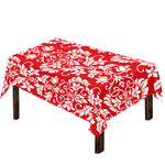 Red And White Damask Pattern Print Tablecloth