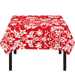 Red And White Damask Pattern Print Tablecloth