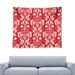 Red And White Damask Pattern Print Tapestry
