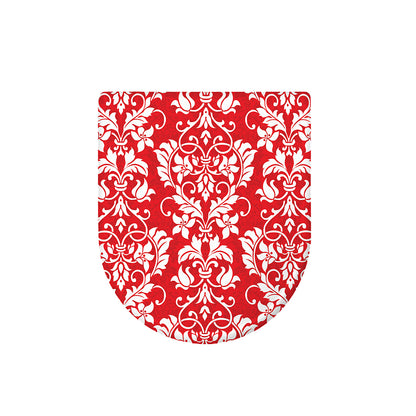 Red And White Damask Pattern Print Toilet Lid Cover