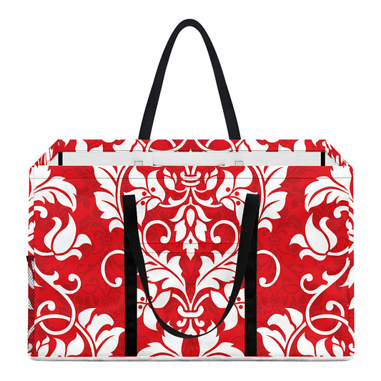 Red And White Damask Pattern Print Utility Tote Bag