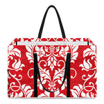Red And White Damask Pattern Print Utility Tote Bag