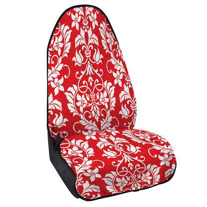 Red And White Damask Pattern Print Waterproof Car Seat Cover