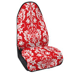 Red And White Damask Pattern Print Waterproof Car Seat Cover