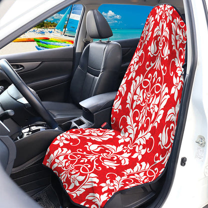 Red And White Damask Pattern Print Waterproof Car Seat Cover