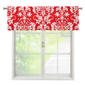 Red And White Damask Pattern Print Window Valance