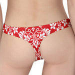 Red And White Damask Pattern Print Women's Thong