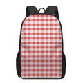 Red And White Gingham Pattern Print 17 Inch Backpack