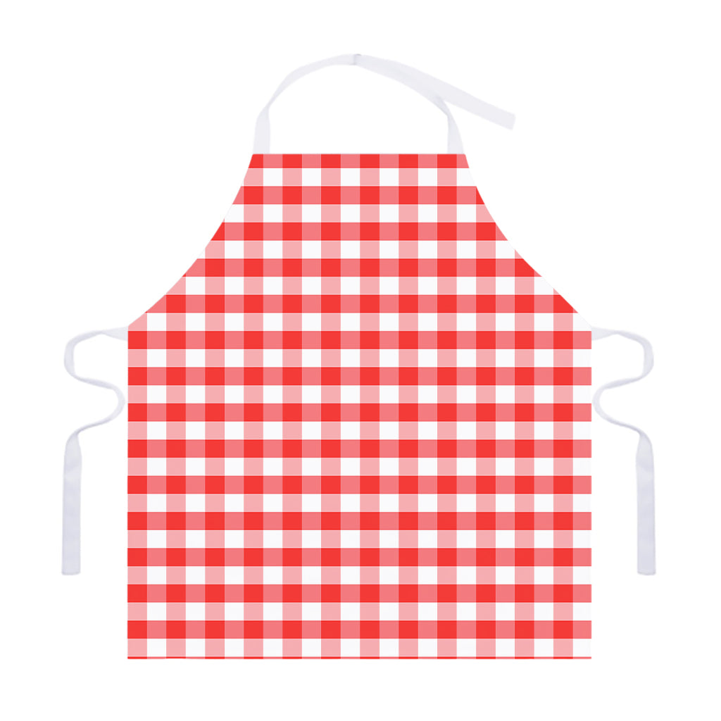 Red And White Gingham Pattern Print Adjustable Apron
