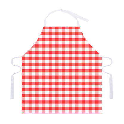 Red And White Gingham Pattern Print Adjustable Apron