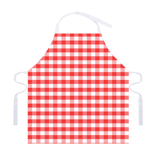 Red And White Gingham Pattern Print Adjustable Apron