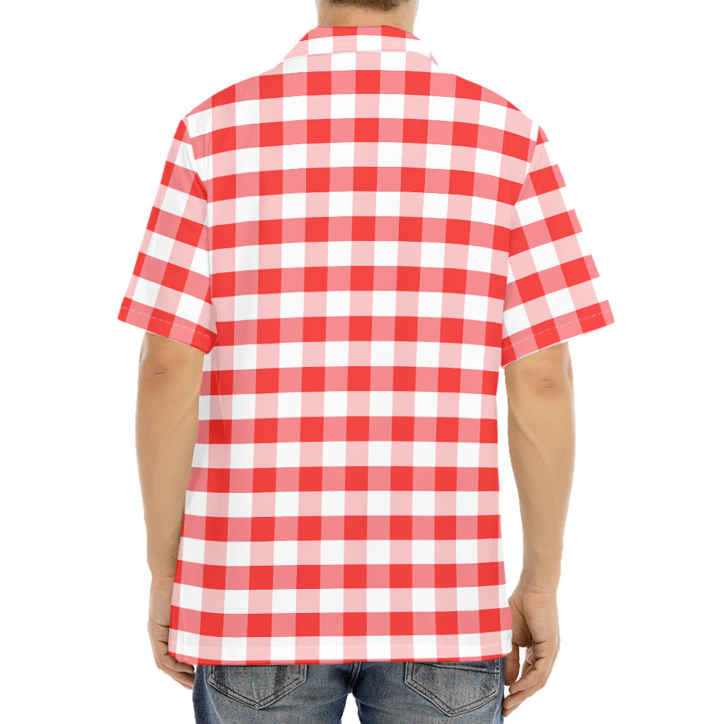 Red And White Gingham Pattern Print Aloha Shirt
