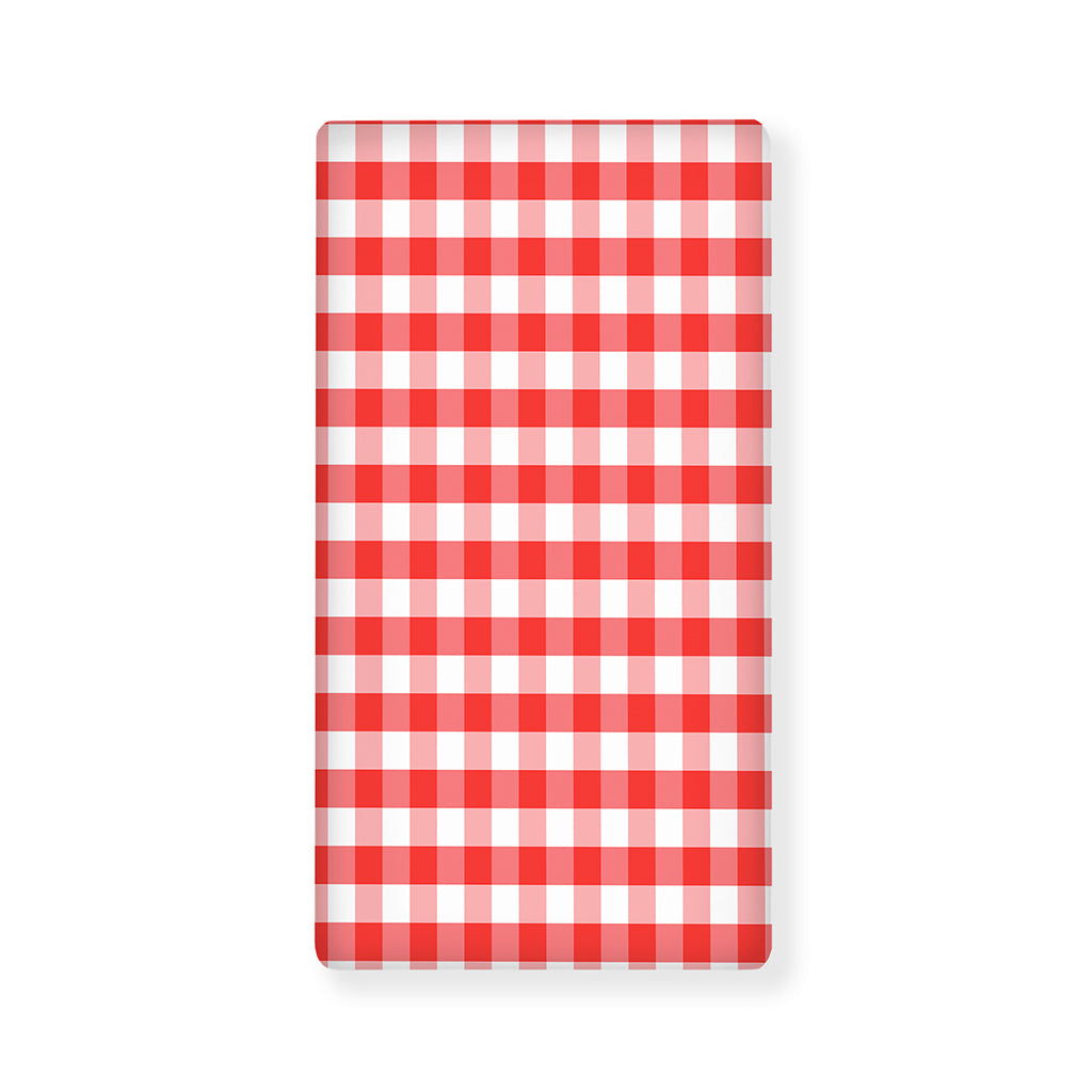 Red And White Gingham Pattern Print Baby Crib Sheet
